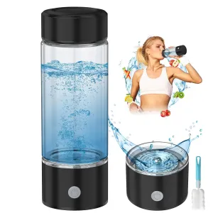 Portable Hydrogen Water Bottle, 420ml Hydrogen Generator with SPE/PEM Technology, High Hydrogen Concentration, USB Rechargeable, BPA-Free, for Home, Travel & Gym Ideal Gift for Health Lovers (Black)