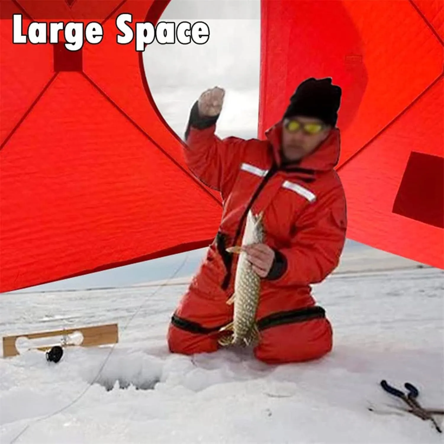 Portable Ice Fishing Shelter 3-4 People Quick-Open Winter Camping Tent Outdoor Cotton Warm Ice Fishing Tent