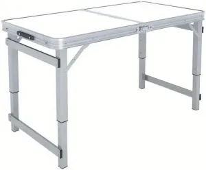 Portable Outdoor Folding Table with Adjustable Heights, Lightweight Aluminum for Camping, Picnics, and Barbecues, Beige and Silver Gray