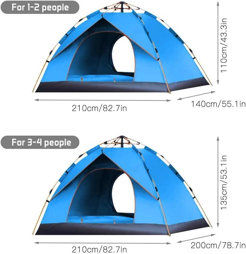 Portable Outdoor Pop up Tent Water-Resistant Portable Instant Campitent for 1-2/3-4 People Family Tent (K Green for 3)