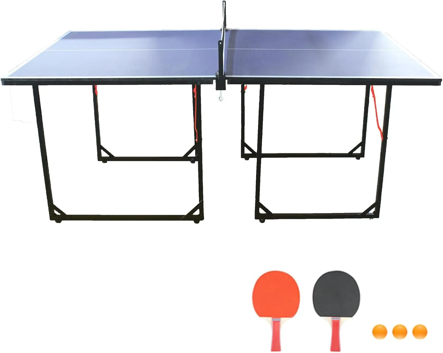 Portable Ping Pong Table 4.5FT/6FT/9FT Foldable Compact Space-Saving Design, Multi-Use Table Tennis Table for Kids Teens Adults, Free Standing Indoor/Outdoor Game