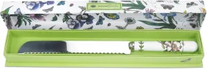 Portmeirion Botanic Garden 13.25" Bread Knife - Stainless Steel Blade with Porcelain Handle, Chip-Resistant Glaze, Floral Motif - Durable Tableware for Slicing Bread or Artisan Loaves