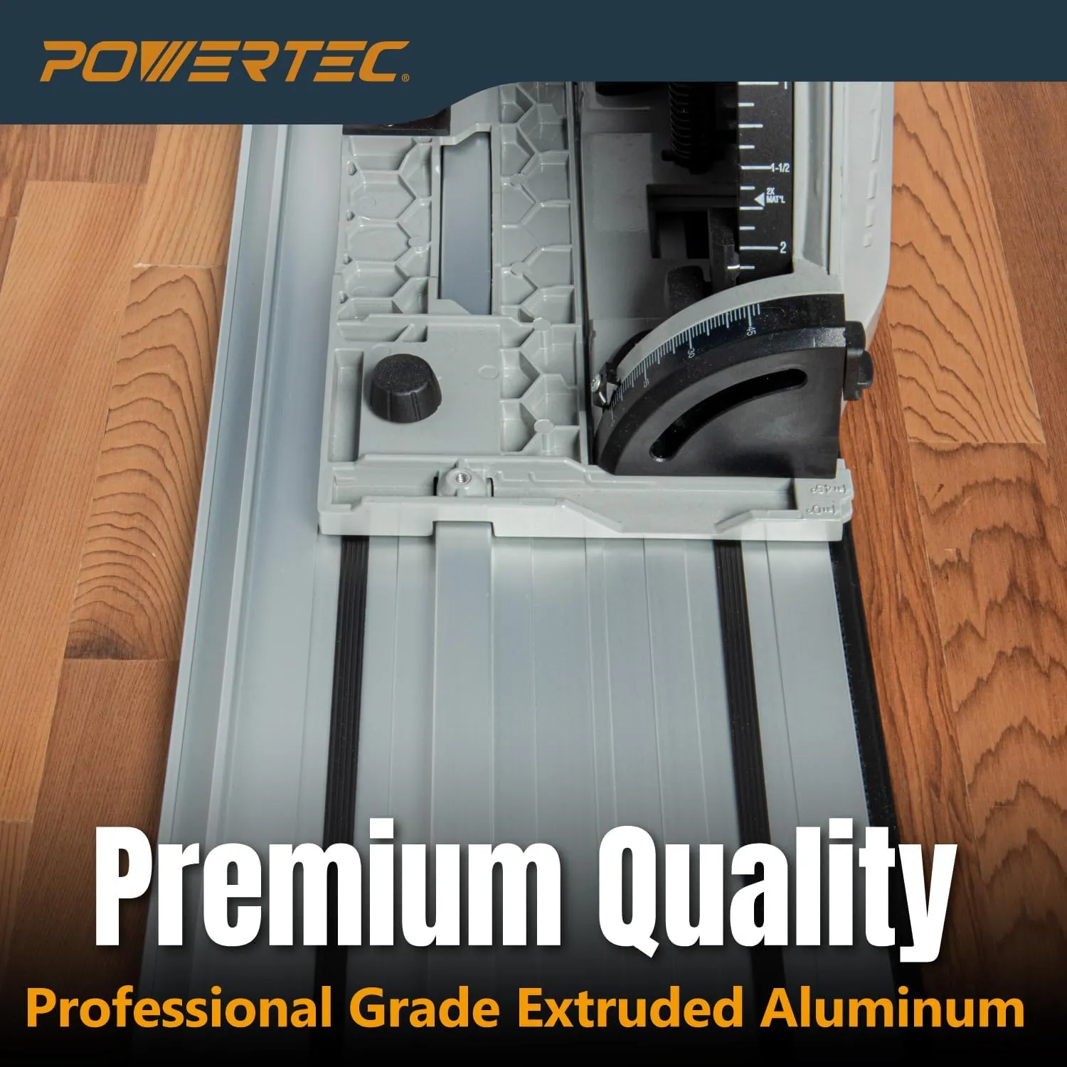 POWERTEC 110" Track Saw Guide Rail Joining Set for Kreg Track Saws, Include 2x55" Extruded Aluminum Guide Rail and 2 Rail Extension Connectors Perfect for Repeatable Rip Cuts & Crosscuts (71991)