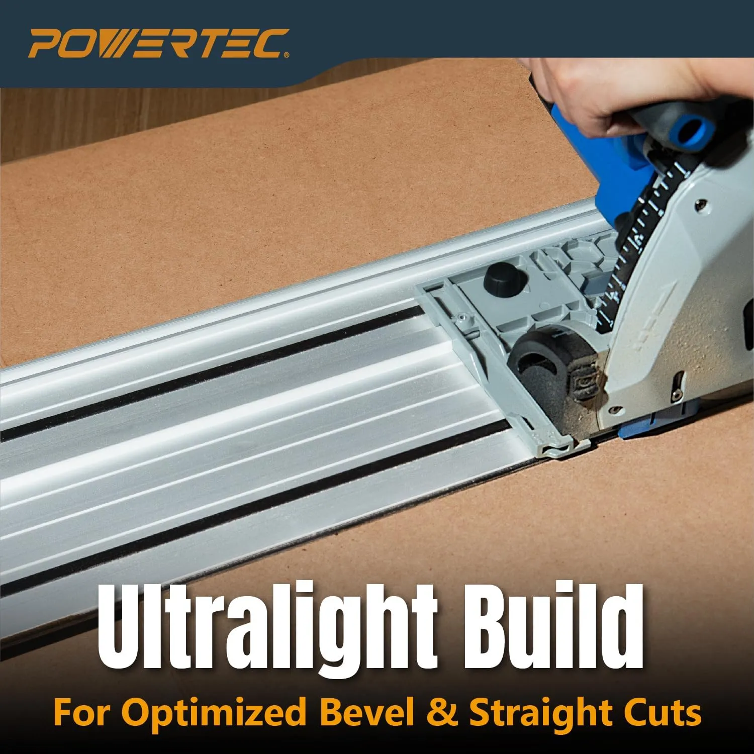 POWERTEC 110" Track Saw Guide Rail Joining Set for Kreg Track Saws, Include 2x55" Extruded Aluminum Guide Rail and 2 Rail Extension Connectors Perfect for Repeatable Rip Cuts & Crosscuts (71991)