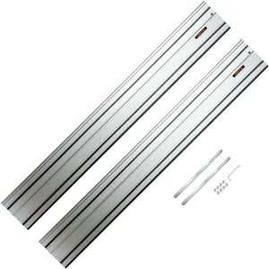 POWERTEC 110" Track Saw Guide Rail Joining Set for Kreg Track Saws, Include 2x55" Extruded Aluminum Guide Rail and 2 Rail Extension Connectors Perfect for Repeatable Rip Cuts & Crosscuts (71991)
