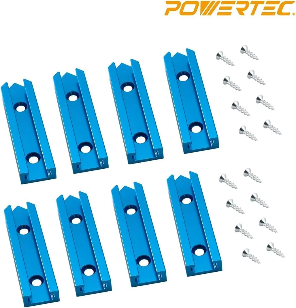 POWERTEC 72082 Double-Cut Profile Universal T-Track & Intersection Kit, 4pc 36 Inch Aluminum T Tracks with 2 Sets 3" T-Track Intersection Kit, Drill Press Table, Router Table, Workbench