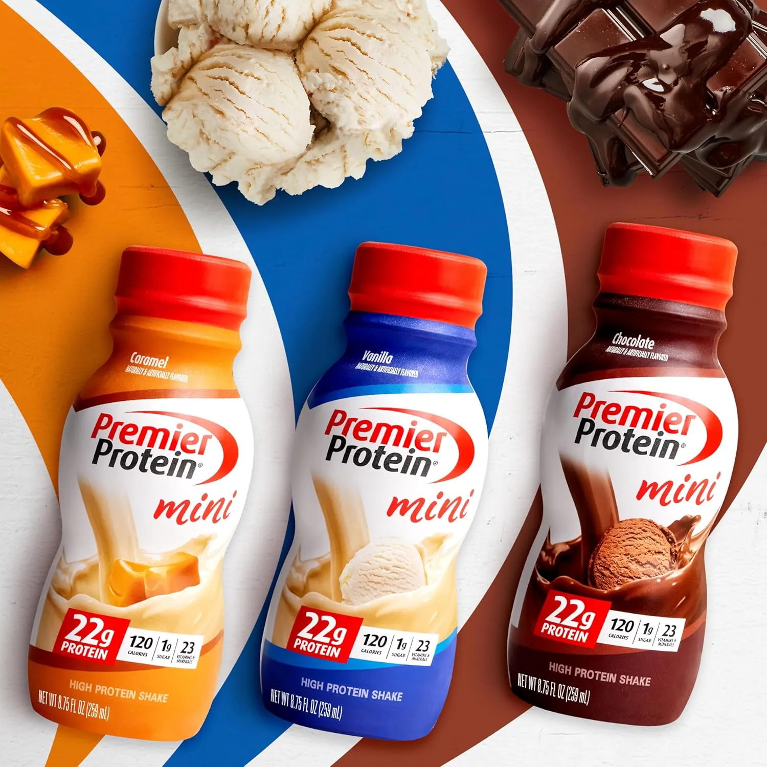 Premier Protein Shake MINIs, Vanilla, 22g Protein, 120 Calories, 1g Sugar, 8.75fl oz, Pack of 12