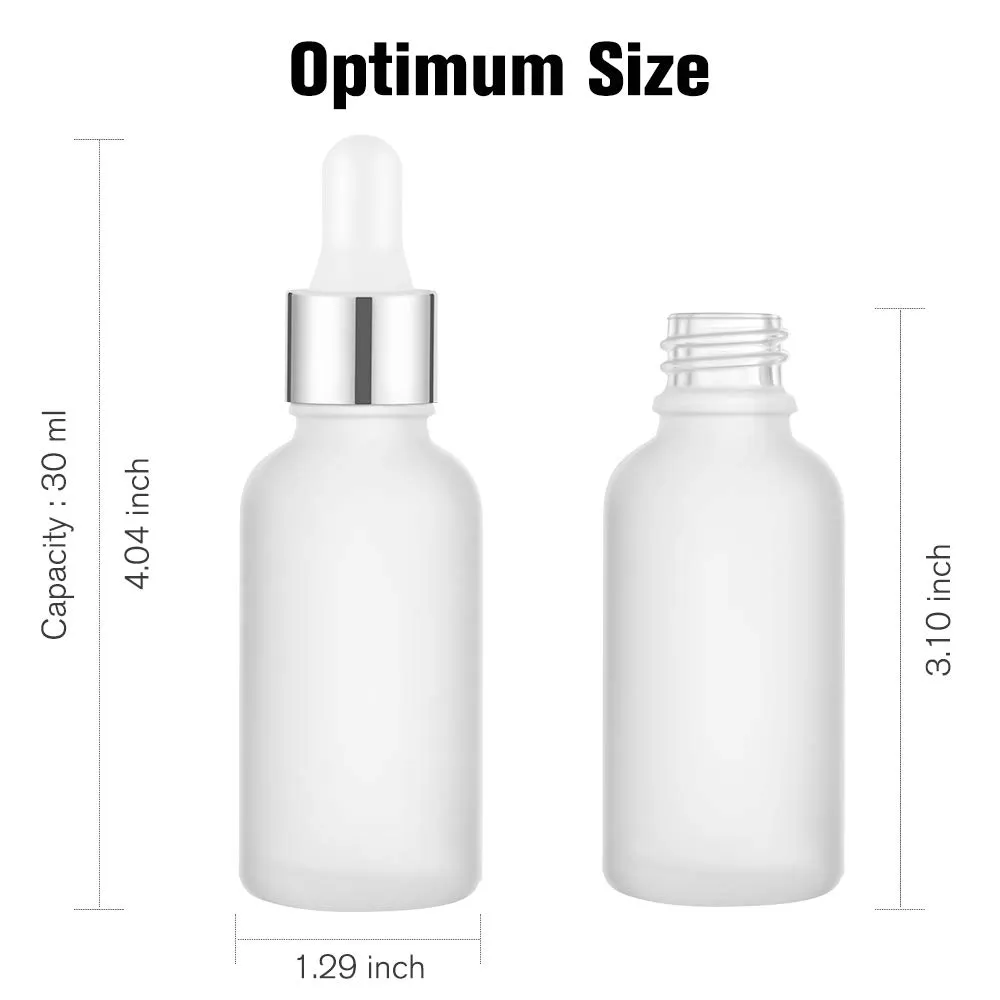 PrettyCare Eye Dropper Bottle 1 oz (24 Pack Frosted Glass Bottles 30ml with Silver Caps, 48 Labels, Funnel & Measured Pipettes) Empty Tincture Bottles for Essential Oils, Perfume