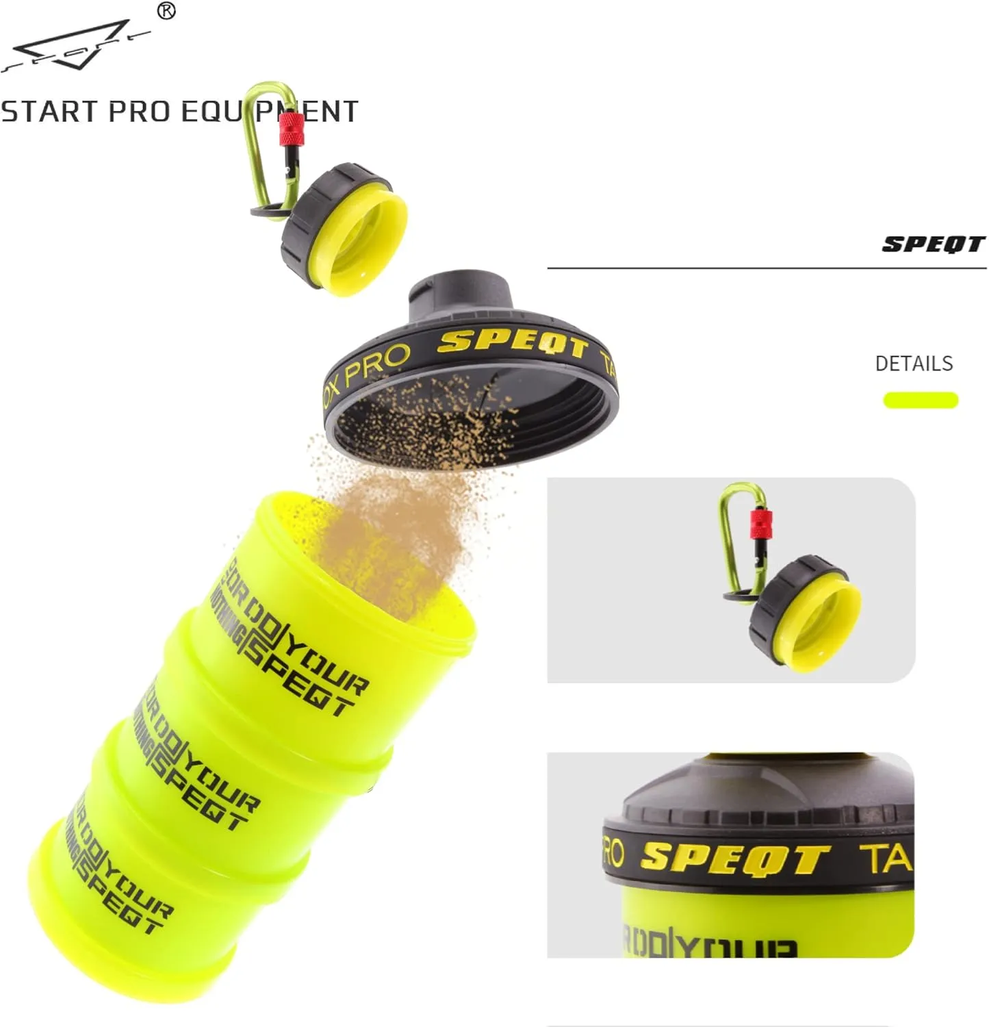 Protein Powder Stackable Container,with Carabiner&Carrying Lanyard,Twist Lock Supplement Storage,Portable Protein Powder Container To Go for Pre/Post Workout,Fitness,Travel,Gym