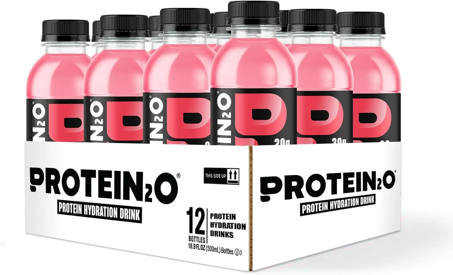 Protein2o 20g Whey Protein Isolate Hydration Drink, 350mg of Electrolytes, Vitamins B5 & B6, Sugar Free, Strawberry Watermelon, 16.9 oz Bottle (12 Count)