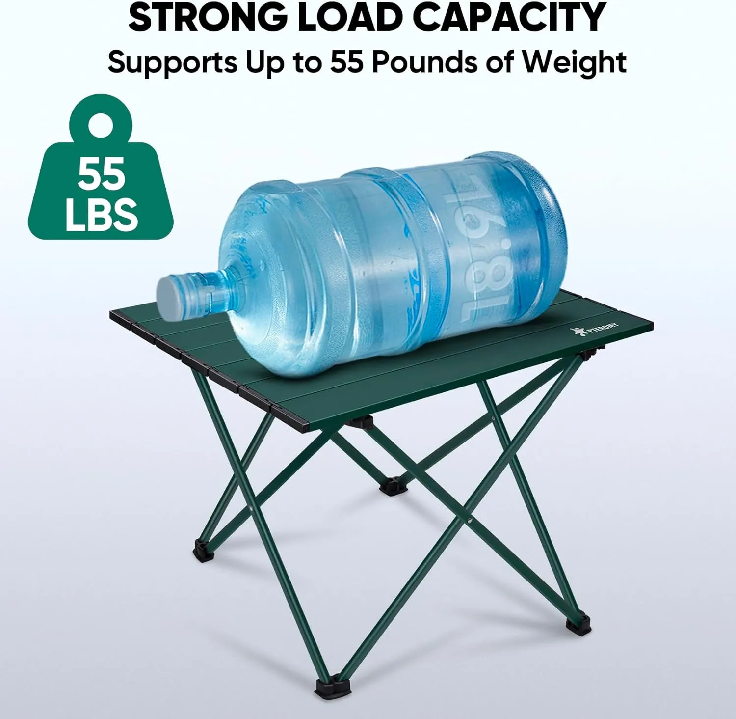 PTEROMY Folding Camping Table, Portable Beach Table with Ultralight Aluminum Tabletop for Travel, Outdoor, Camping, Picnics, and BBQs (Medium, Green)