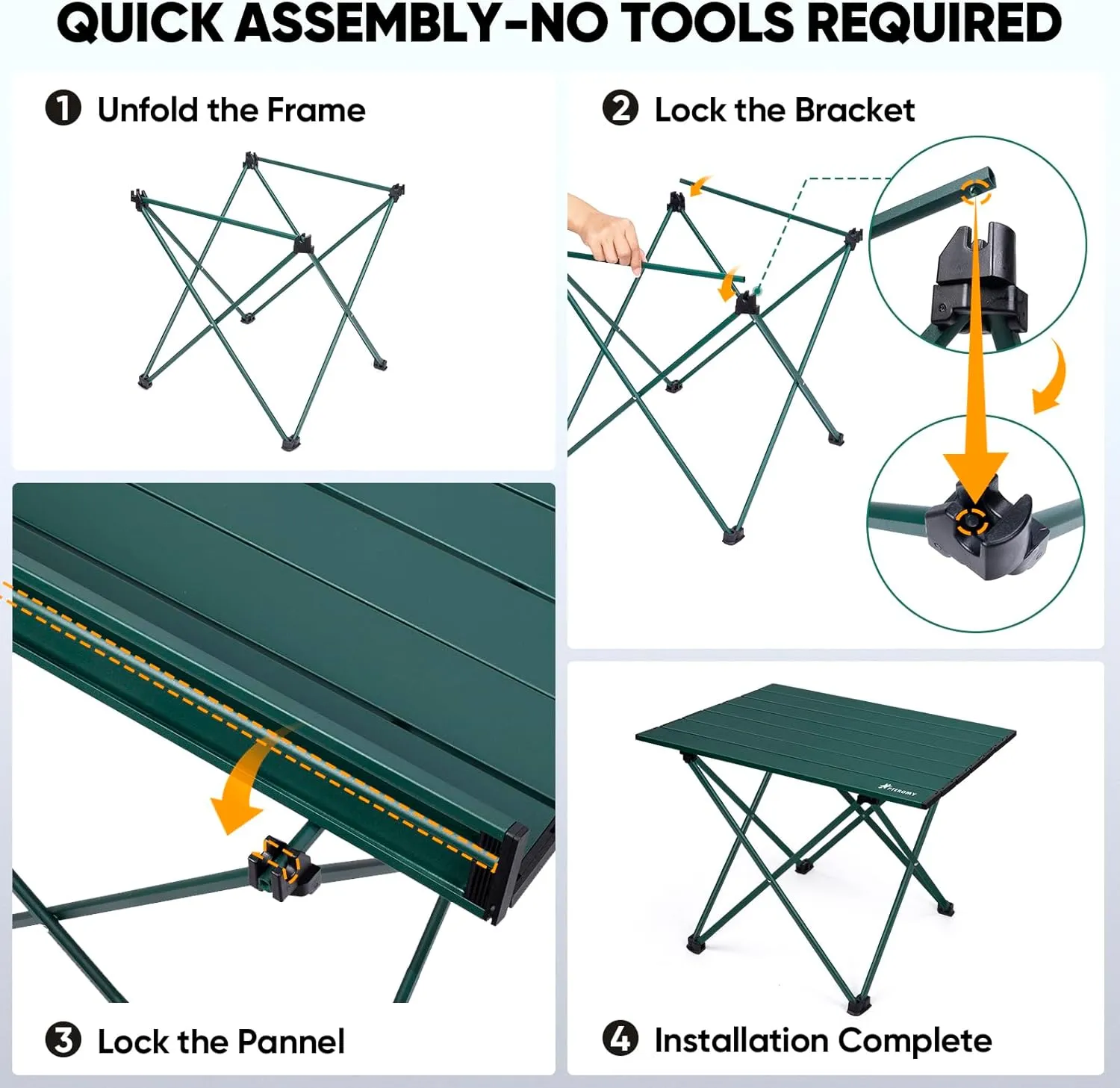PTEROMY Folding Camping Table, Portable Beach Table with Ultralight Aluminum Tabletop for Travel, Outdoor, Camping, Picnics, and BBQs (Medium, Green)