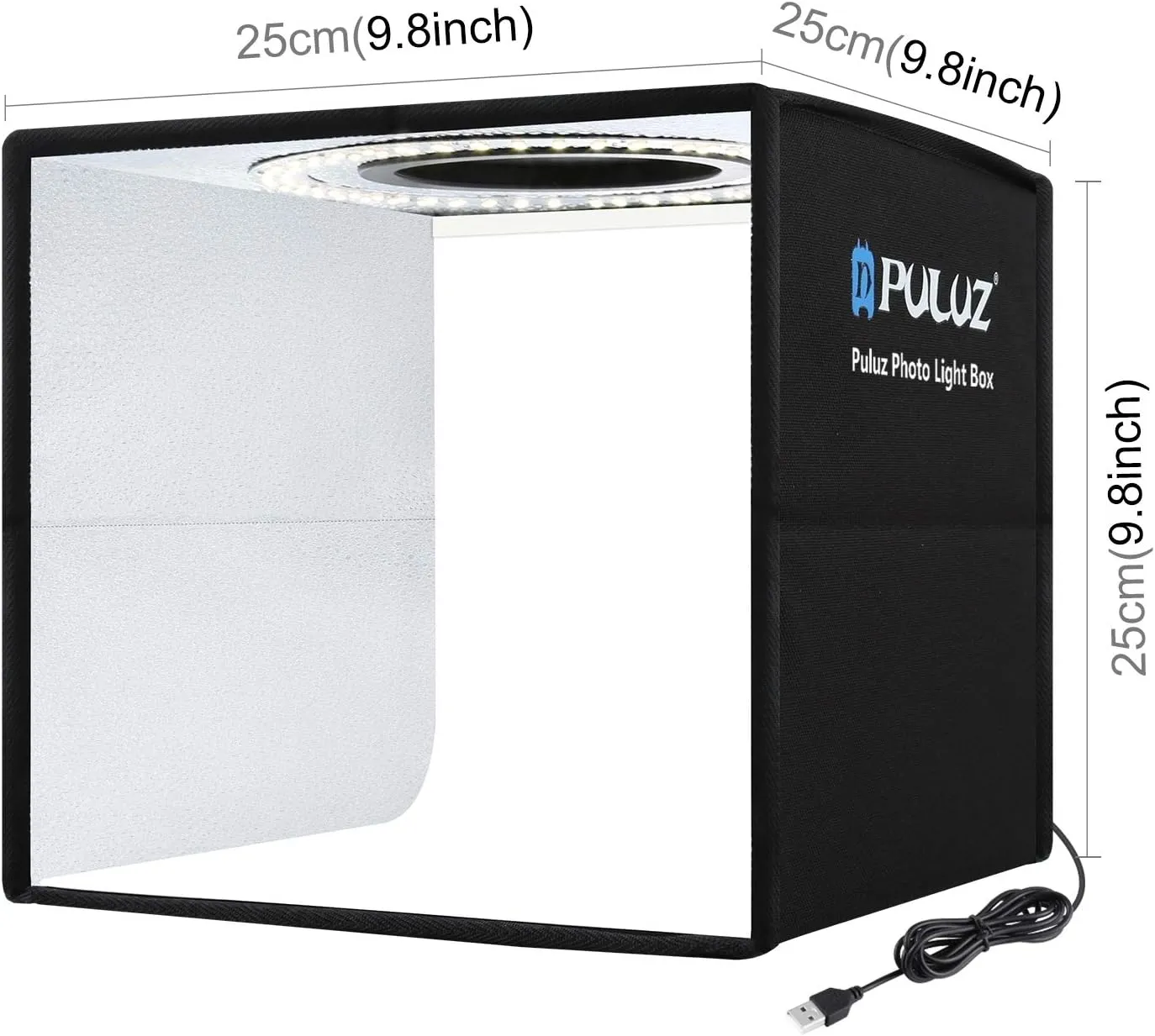 PULUZ Mini Photo Studio Light Box, Portable Folding Photography Light Booth, CRI>95, 96pcs LED Light 6 Kinds Double-Sided Color Backdrops for Small Products(9.8 x 9.8 inch)