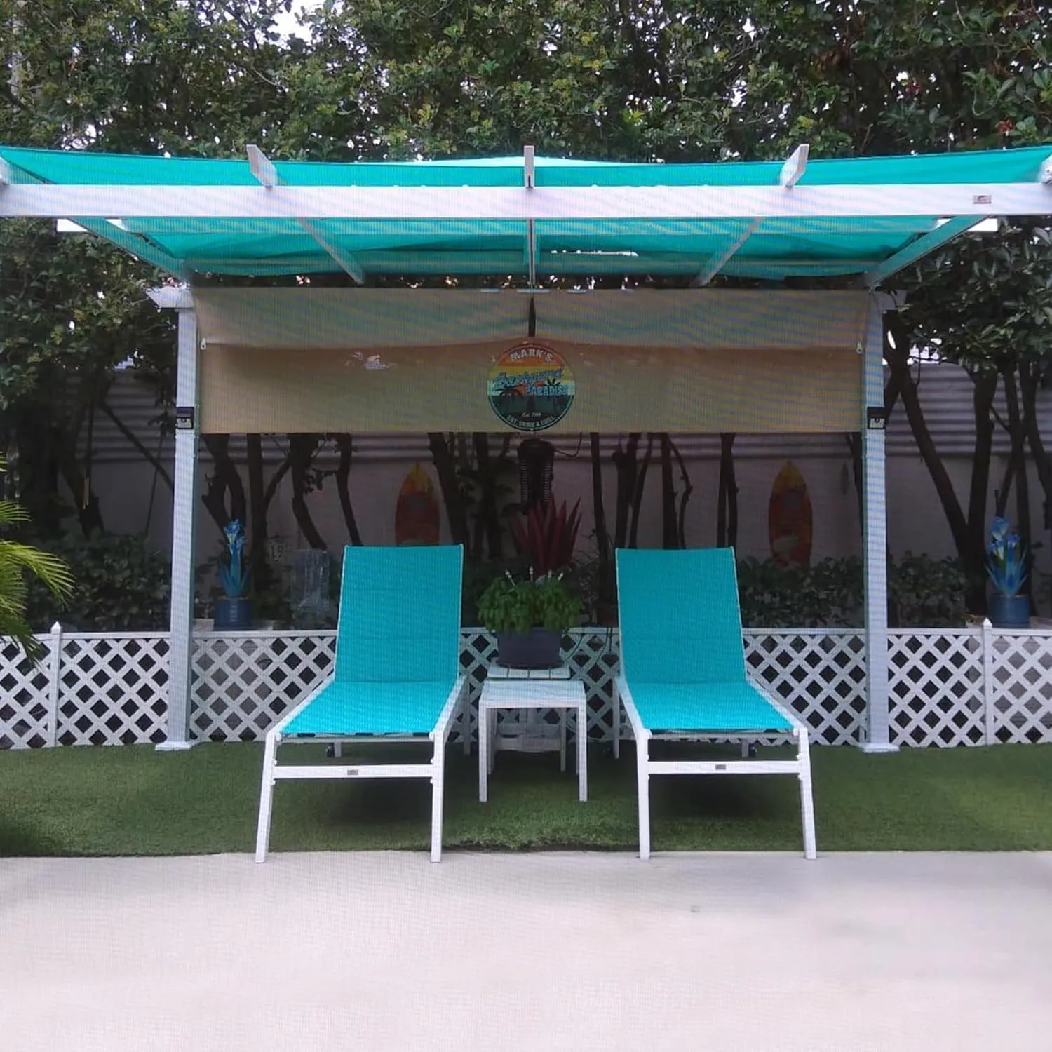 PURPLE LEAF Outdoor Chaise Lounge Set Adjustable Sunbathing Recliner with Side Table for Poolside Beach Outside Patio Aluminum Chaise Lounger Turquoise Blue