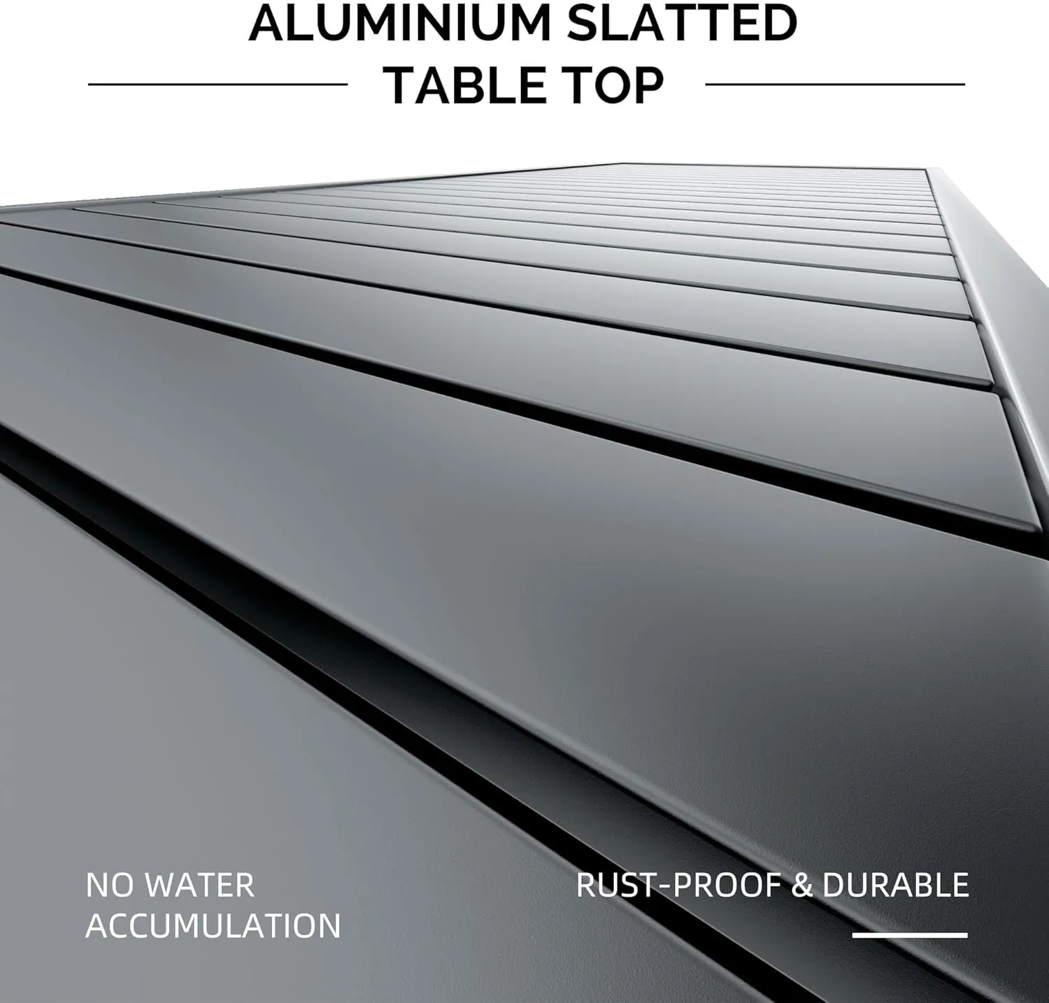 PURPLE LEAF Outdoor Dining Table 121" X 37" Slatted Tabletop Large Aluminum Rectangular Patio Dining Table for 10, Weather-Resistant Patio Table for Backyard Garden Lawn Porch Deck