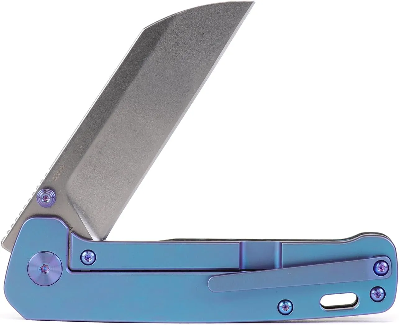 QSP Penguin Titanium Framelock EDC Pocket Knife, Marbled Carbon Fiber Handle, S35VN Steel, Kaviso Exclusive (Artic Storm)