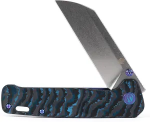 QSP Penguin Titanium Framelock EDC Pocket Knife, Marbled Carbon Fiber Handle, S35VN Steel, Kaviso Exclusive (Artic Storm)