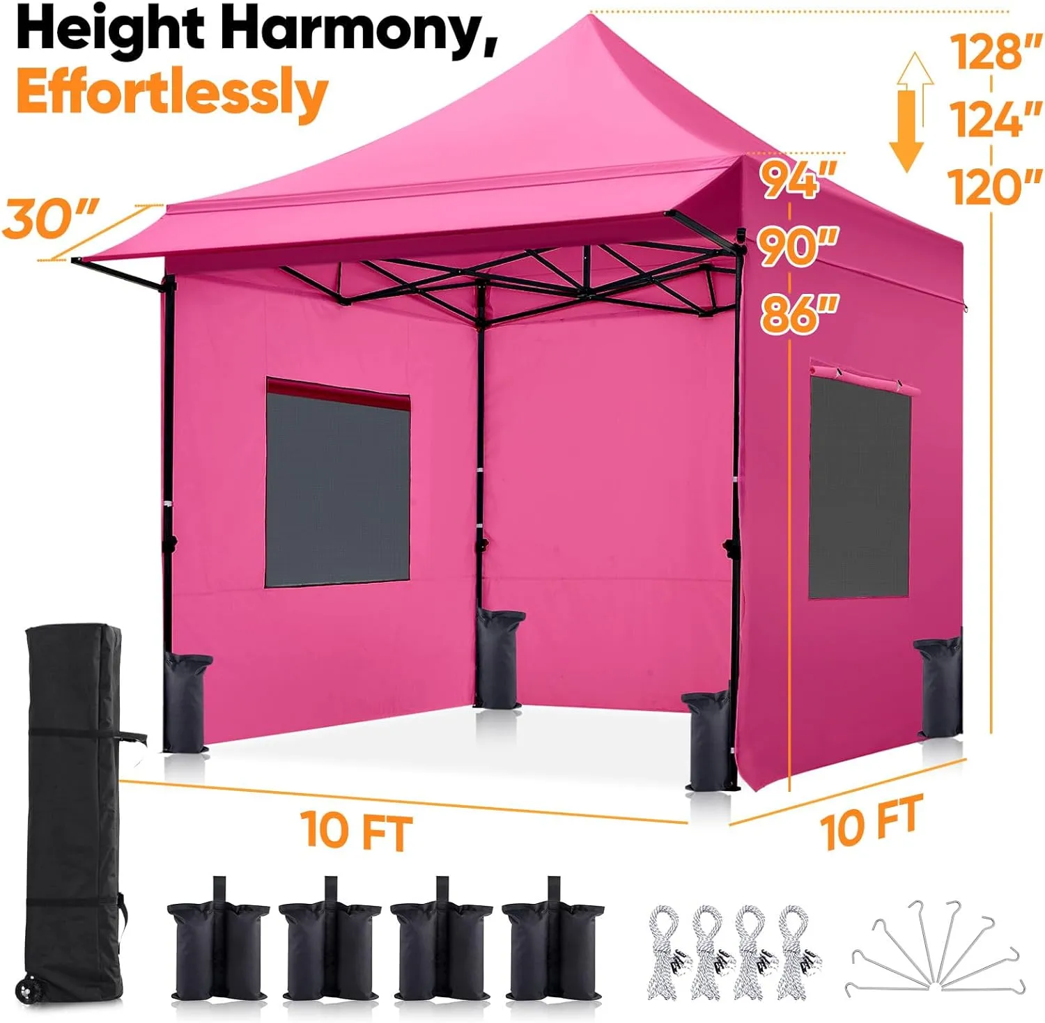 Quictent 10'x10' Heavy Duty Pop up Canopy Tent with Sidewalls, Commercial Grade Instant Shelter with Wheeled Bag for Outdoor, Parties, Markets, 600D Silver Coated UPF 50  Sun Shield