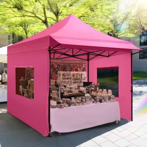 Quictent 10'x10' Heavy Duty Pop up Canopy Tent with Sidewalls, Commercial Grade Instant Shelter with Wheeled Bag for Outdoor, Parties, Markets, 600D Silver Coated UPF 50  Sun Shield