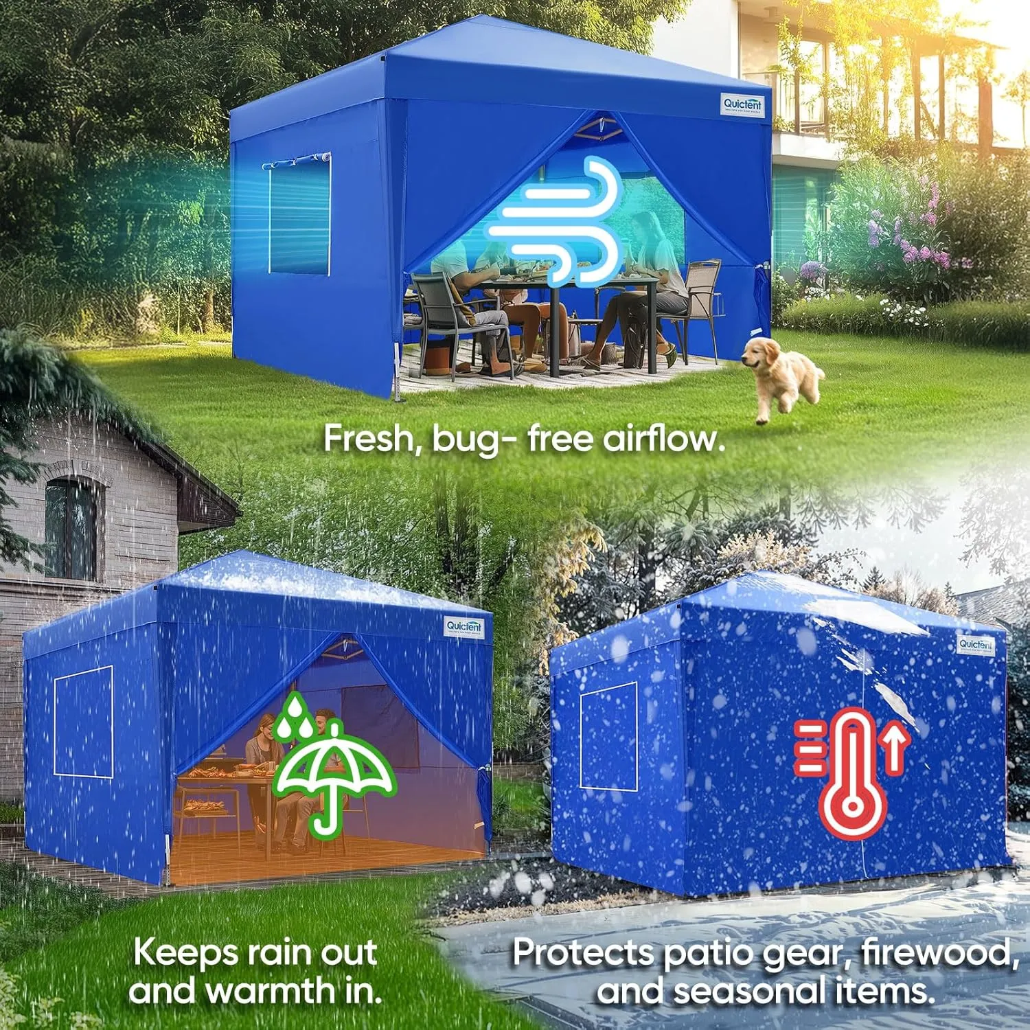 Quictent Privacy 10x10 Pop up Canopy Tent with Sidewalls and Roll-up Ventilated Windows, One Person Setup, Easy Outdoor Commercial Gazebo Shelter Enclosed Waterproof, Bonus 4 Sandbags