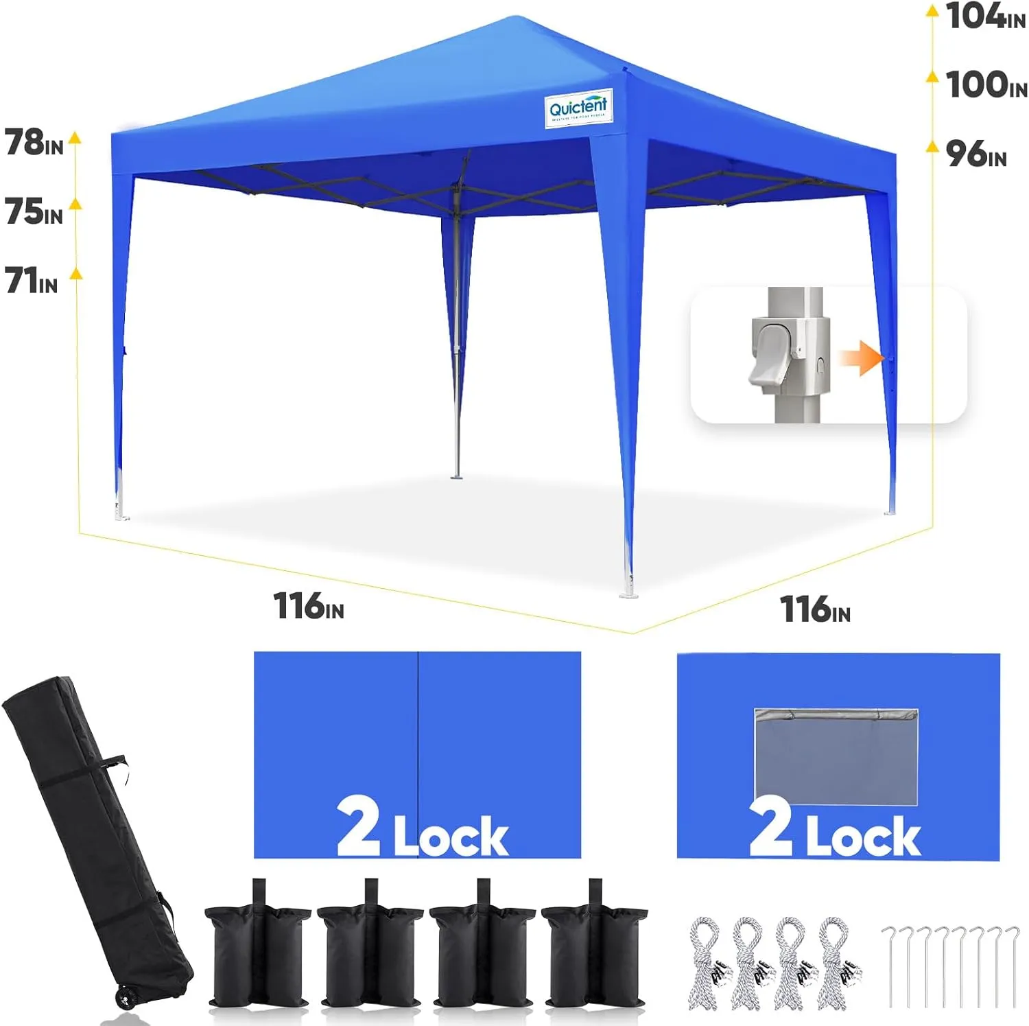 Quictent Privacy 10x10 Pop up Canopy Tent with Sidewalls and Roll-up Ventilated Windows, One Person Setup, Easy Outdoor Commercial Gazebo Shelter Enclosed Waterproof, Bonus 4 Sandbags