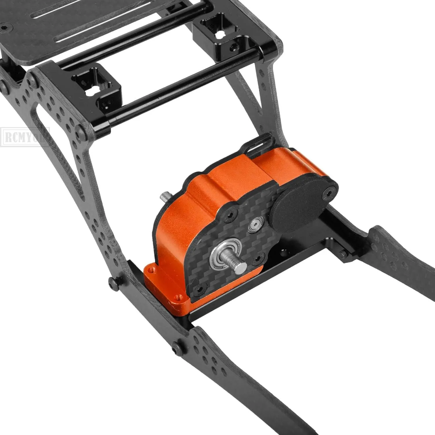 RC Carbon Fiber Frame Chassis w/Gearboxes Upgrades Part for 1/10 Axial SCX10 SCX10 II 90046 90047 RC Crawler Car,Orange