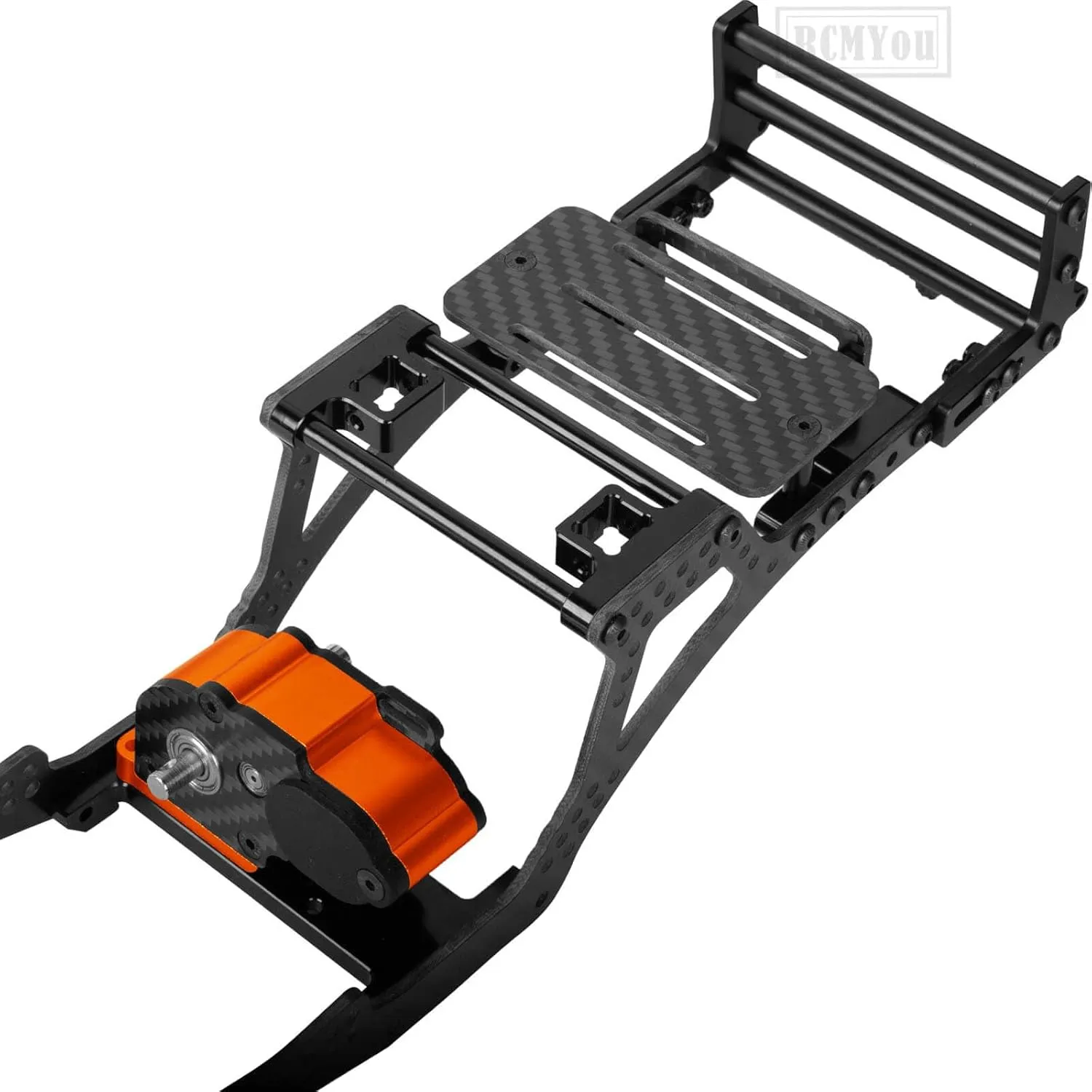 RC Carbon Fiber Frame Chassis w/Gearboxes Upgrades Part for 1/10 Axial SCX10 SCX10 II 90046 90047 RC Crawler Car,Orange