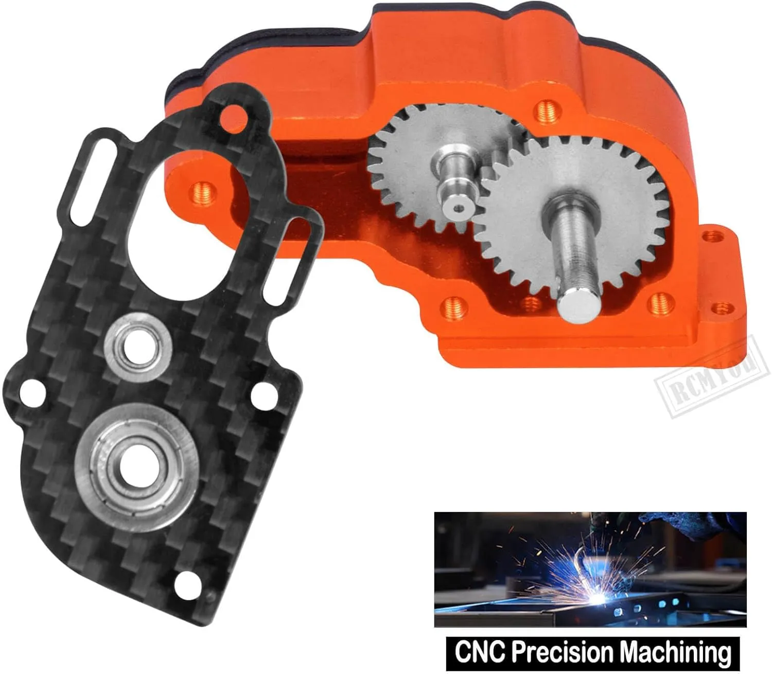 RC Carbon Fiber Frame Chassis w/Gearboxes Upgrades Part for 1/10 Axial SCX10 SCX10 II 90046 90047 RC Crawler Car,Orange