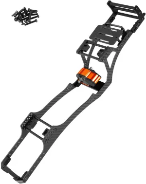 RC Carbon Fiber Frame Chassis w/Gearboxes Upgrades Part for 1/10 Axial SCX10 SCX10 II 90046 90047 RC Crawler Car,Orange