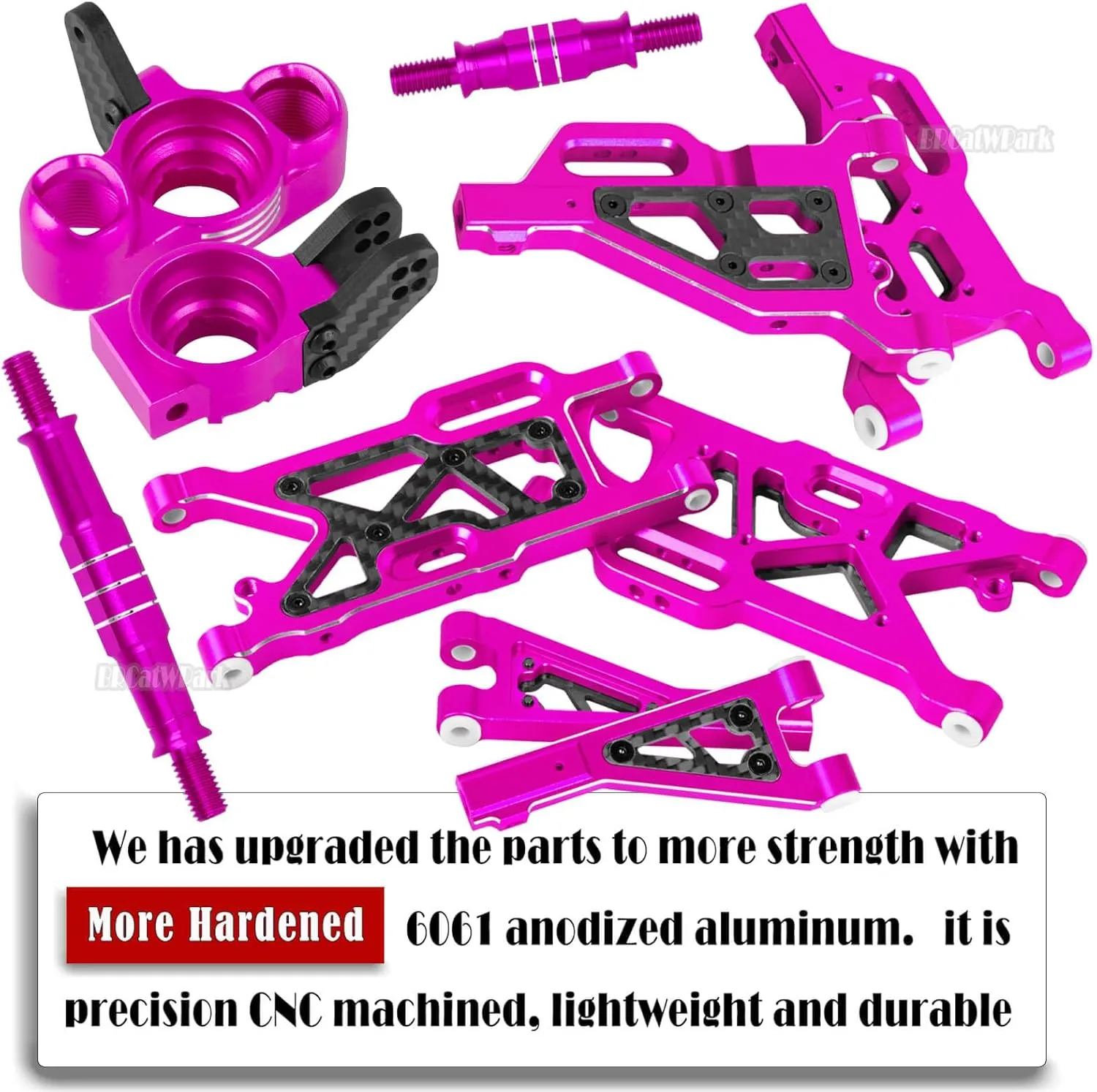 RC Upgrades Part for 1/8 Typhon 6s BLX,1/7 Felony Infraction 6S BLX Limitless,Front Rear Suspension A-Arms,Steering Blocks,Caster Block,Turnbuckles Camber Links w/25T Servo,Pink