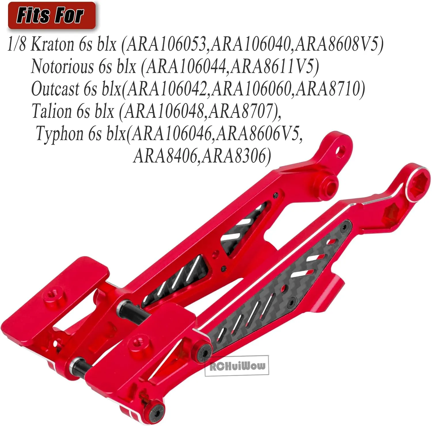 RC Wing Mount Set Upgrades Part for 1/8 Typhon 6S BLX,Kraton 6S BLX,Outcast 6S BLX,Talion 6S BLX,Notorious 6S BLX,Alloy Aluminium Heavy Duty Wing Mount Set Hops Up,Replace #AR320347,Red