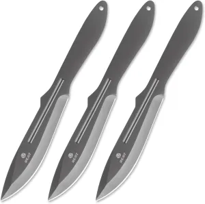 REAT Throwing Products - 3 Piece, 12" 440 Stainless Steel with Gray Coating, Includes Sheath for Safe Storage,Kunai knives for Competition, Training and Recreation