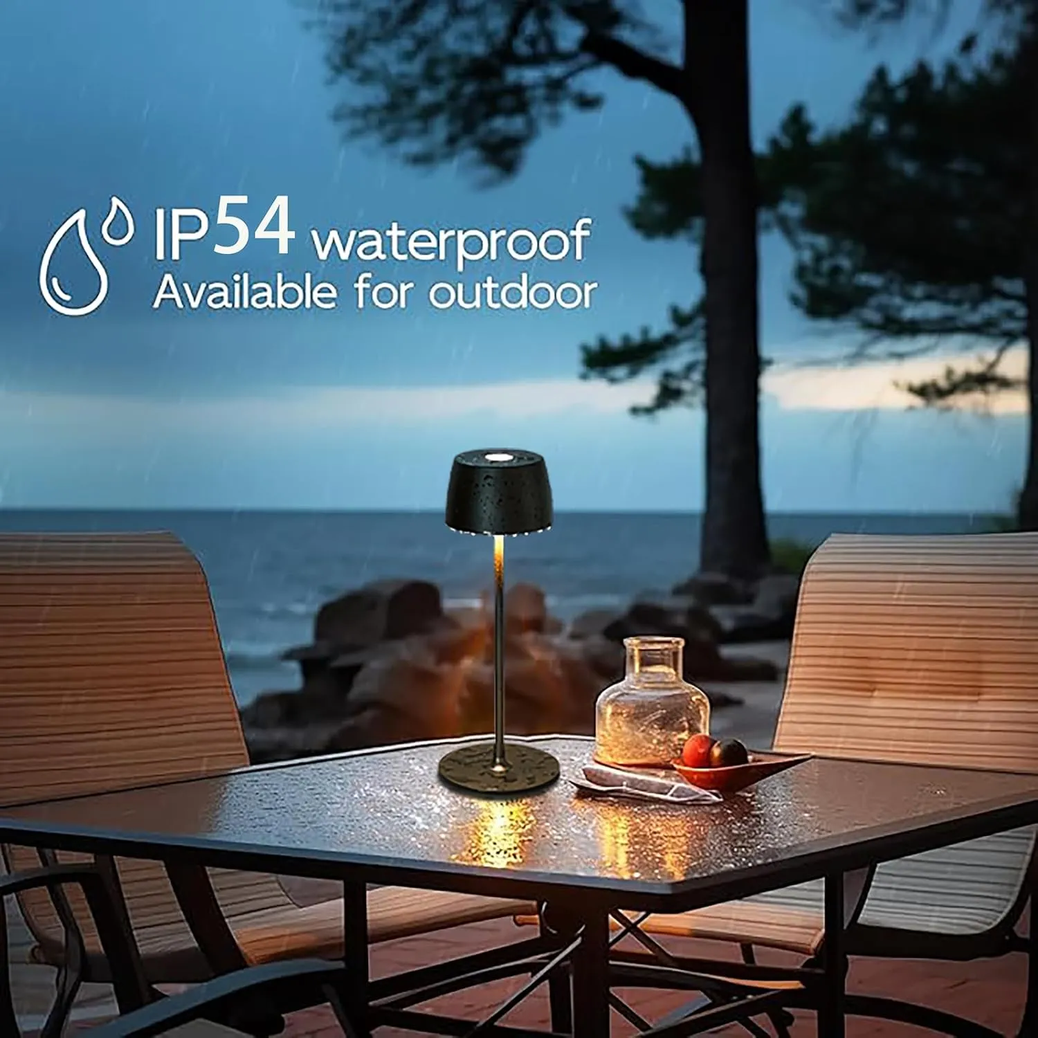 Rechargeable Cordless LED Table Lamp - Waterproof Portable Battery-Operated Indoor/Outdoor Lighting for Home, Kitchen, Desk, Patio, Party, Restaurant, Bar (Black)