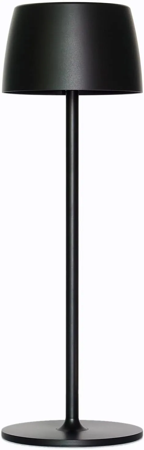 Rechargeable Cordless LED Table Lamp - Waterproof Portable Battery-Operated Indoor/Outdoor Lighting for Home, Kitchen, Desk, Patio, Party, Restaurant, Bar (Black)