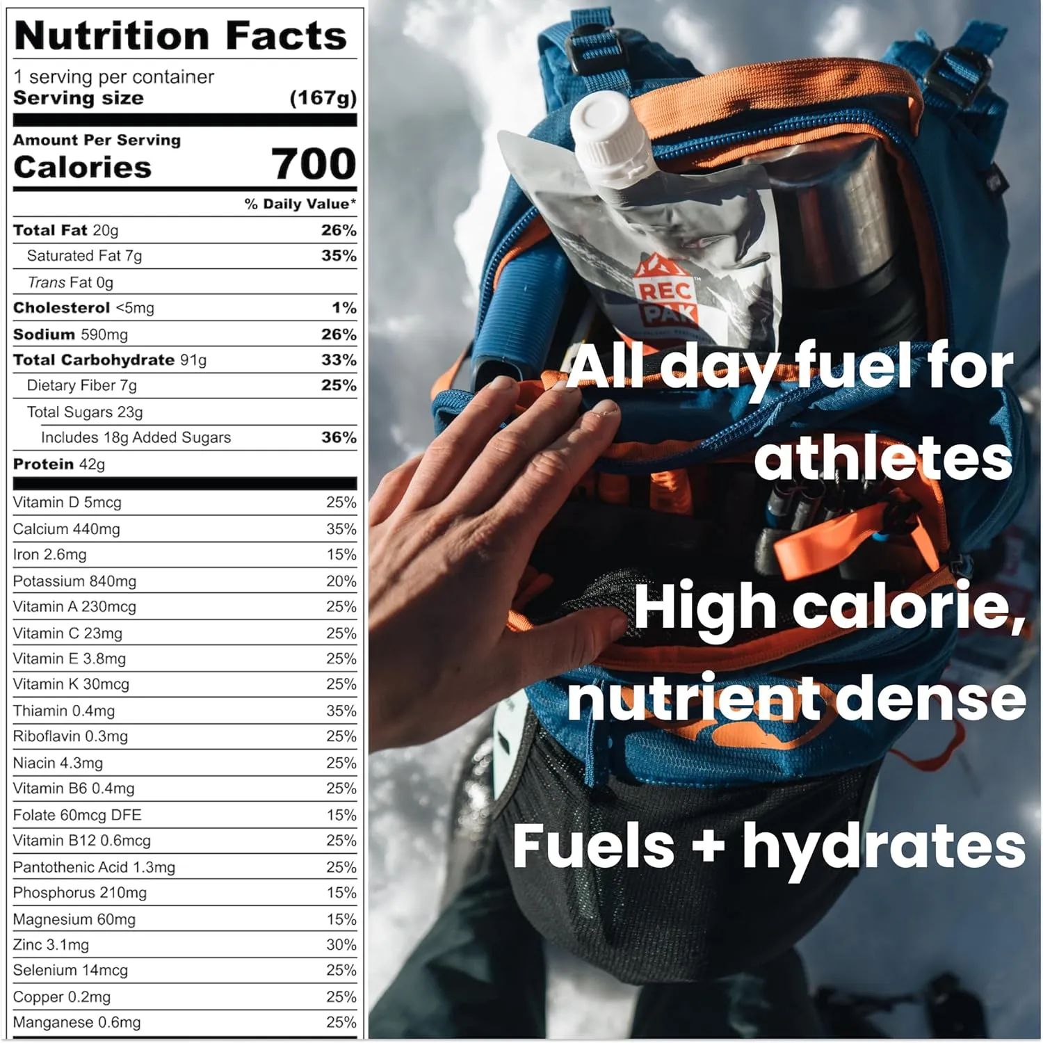 RecPak Performance Ultralight Instant Meals For Your Next Adventure | 700 Cal 42g Protein I Vanilla Chai (3-Pack)