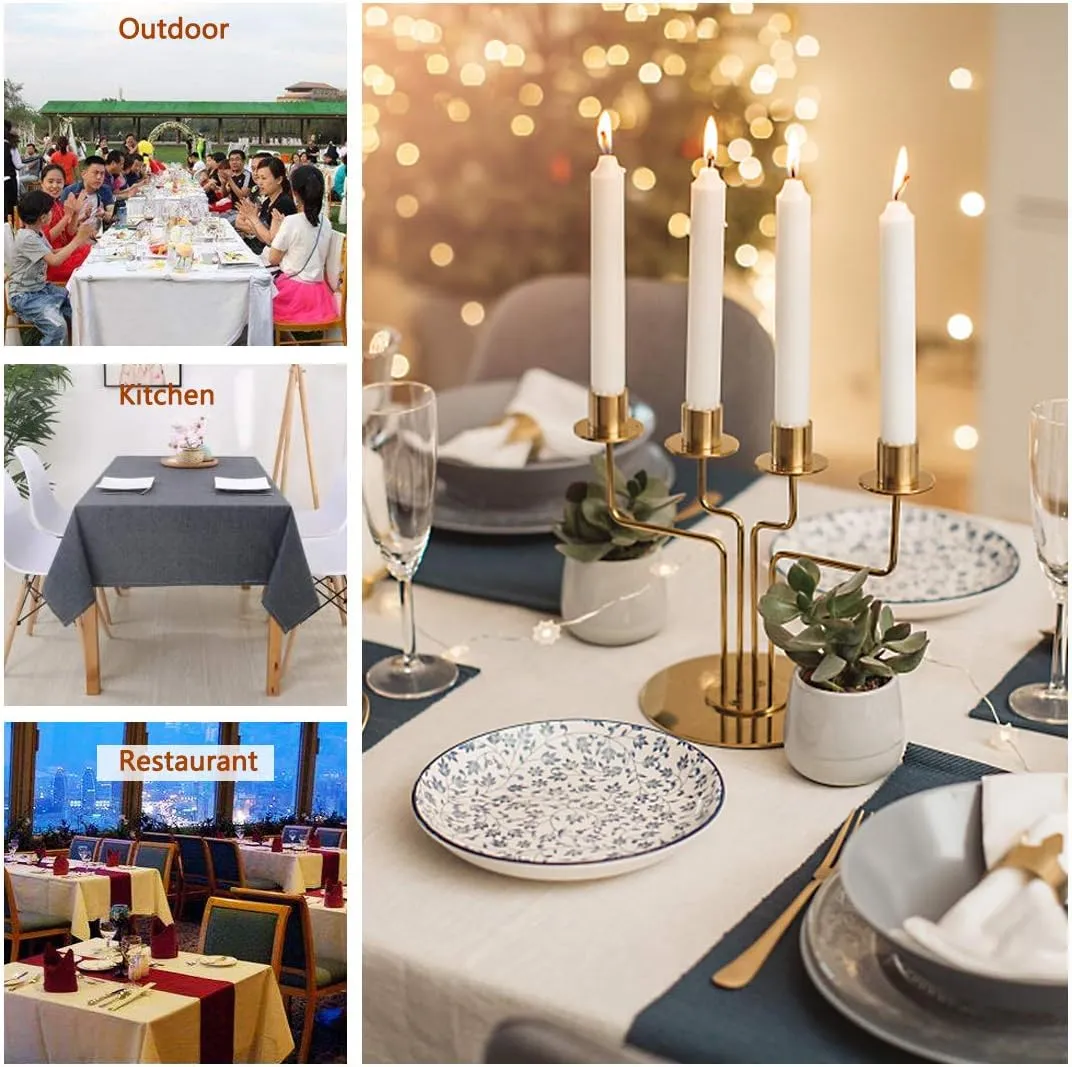 Rectangle Tablecloth Faux Linen Waterproof and Wrinkle Resistant Oblong Decorative Table Cloth for Kitchen Dining Party Buffet (Beige, 57x85 Inch)