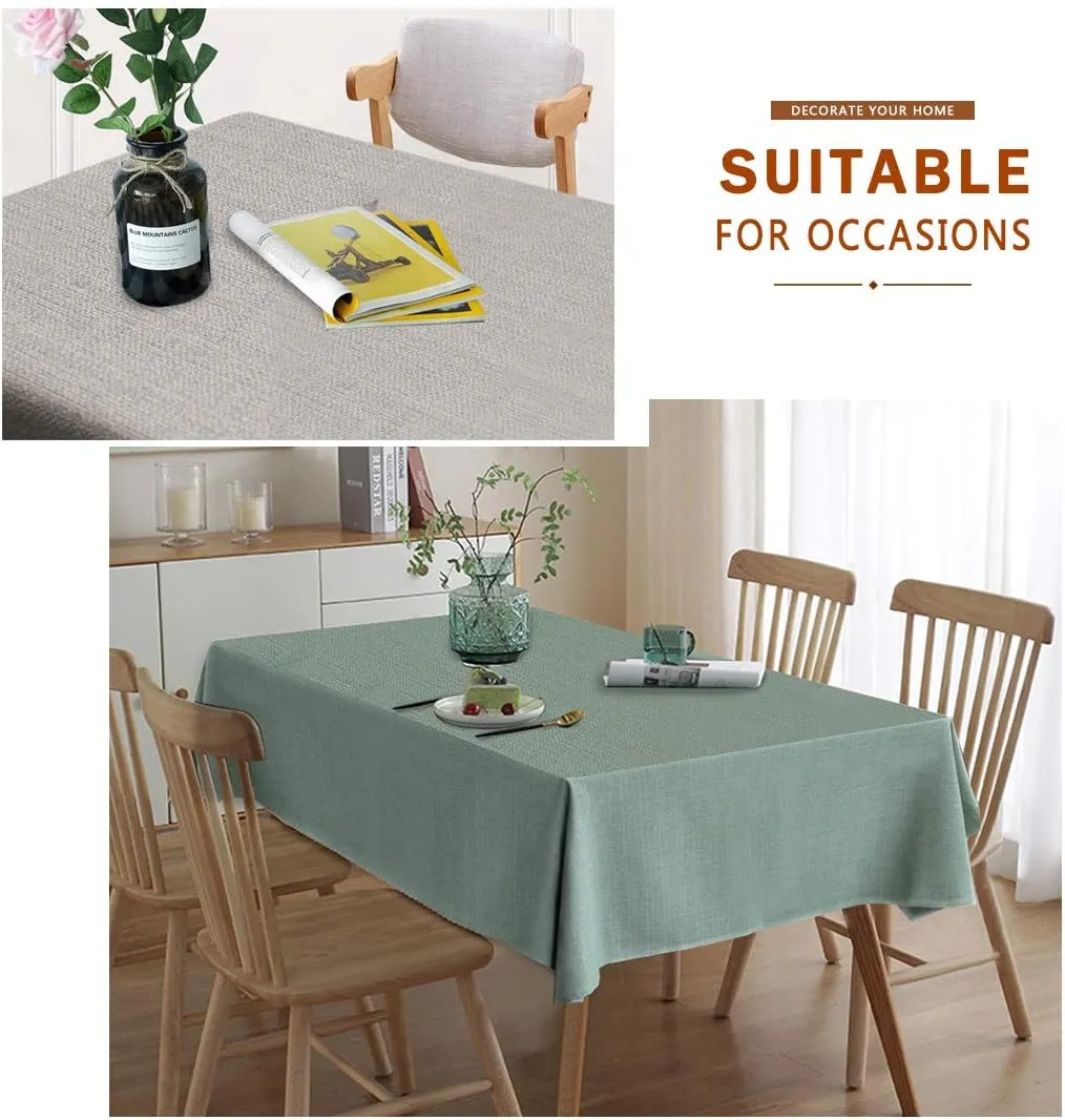 Rectangle Tablecloth Faux Linen Waterproof and Wrinkle Resistant Oblong Decorative Table Cloth for Kitchen Dining Party Buffet (Beige, 57x85 Inch)