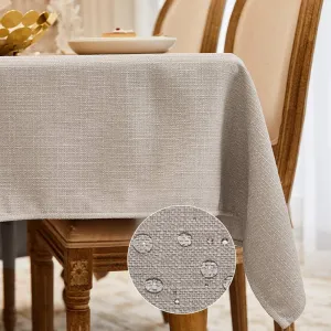 Rectangle Tablecloth Faux Linen Waterproof and Wrinkle Resistant Oblong Decorative Table Cloth for Kitchen Dining Party Buffet (Beige, 57x85 Inch)