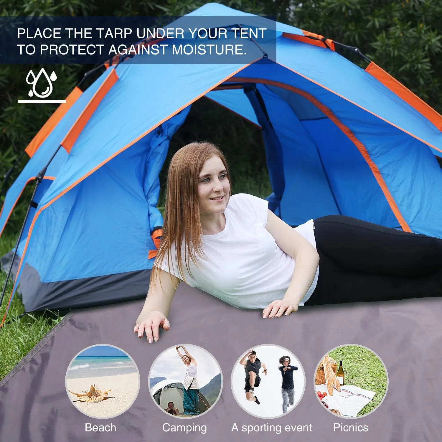 REDCAMP Waterproof Camping Tent Tarp - 95"x83", 4 in 1 Multifunctional Tent Footprint for Camping, Hiking and Survival Gear, Lightweight and Foldable