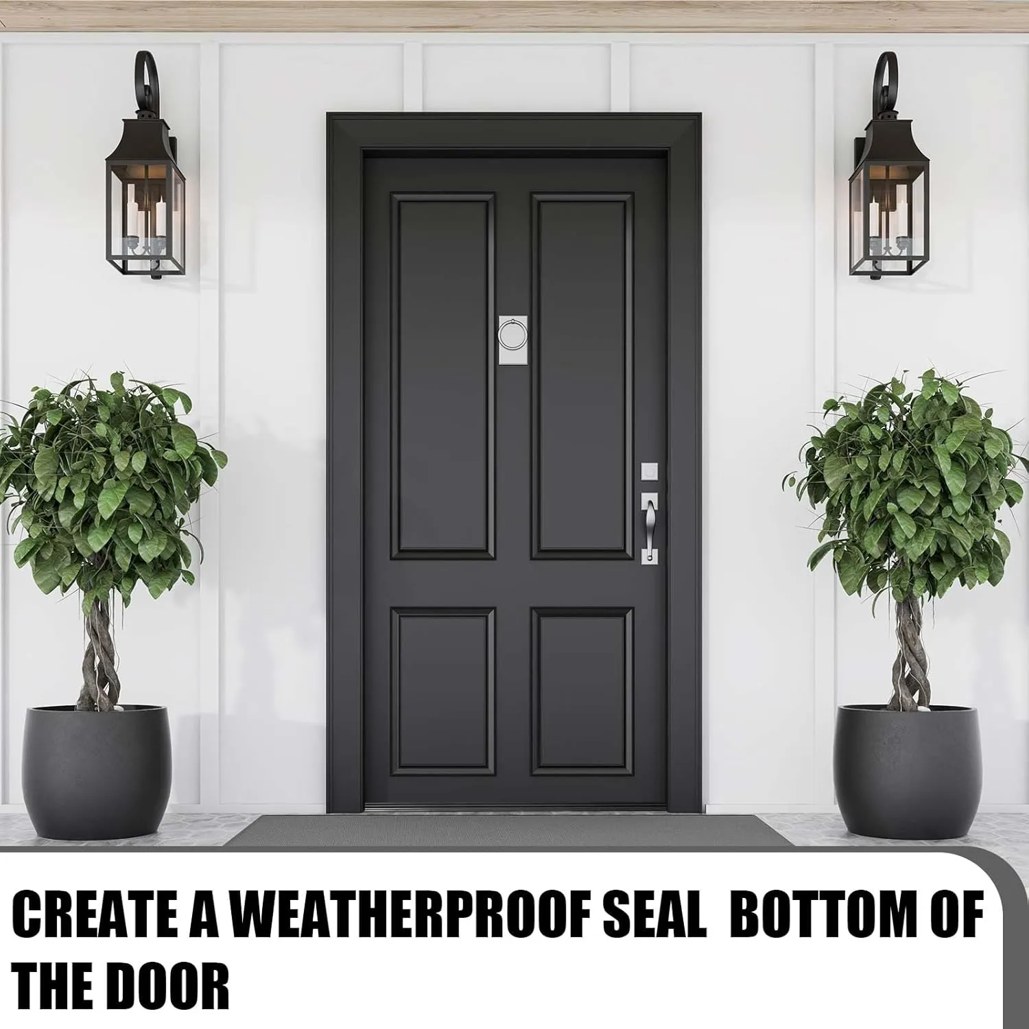 Replacement Door Bottom with Vinyl Fins 36" Long 1 3/4" Wide Threshold Seal Bottom of Door Weatherstrip Kerf Weather Stripping for 7/8" Between Barbs(Black,4 Pcs)