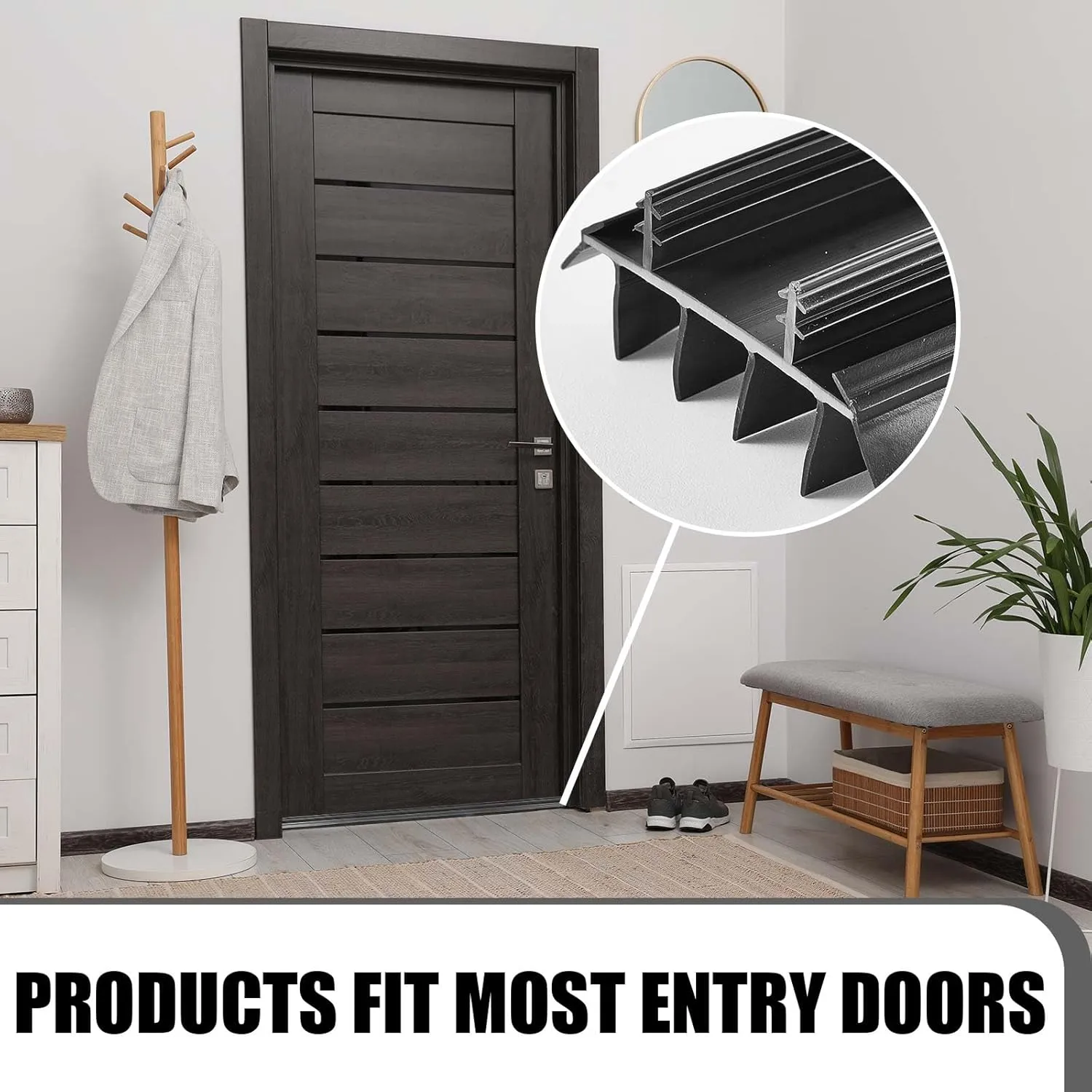 Replacement Door Bottom with Vinyl Fins 36" Long 1 3/4" Wide Threshold Seal Bottom of Door Weatherstrip Kerf Weather Stripping for 7/8" Between Barbs(Black,4 Pcs)
