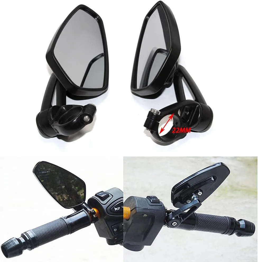 Rich Choices Universal Black Motorcycle 22mm 7/8'' Bar end Rear View Mirrors GROM MSX125 CB500F Z125 pro Z650 Z750 Z800 Z900 MT-03 MT-07 FZ-07 MT-09 FZ-09 MT-10 FZ-10 MT-25 FZ6 FZ8 FZ6R SV650 SV1000