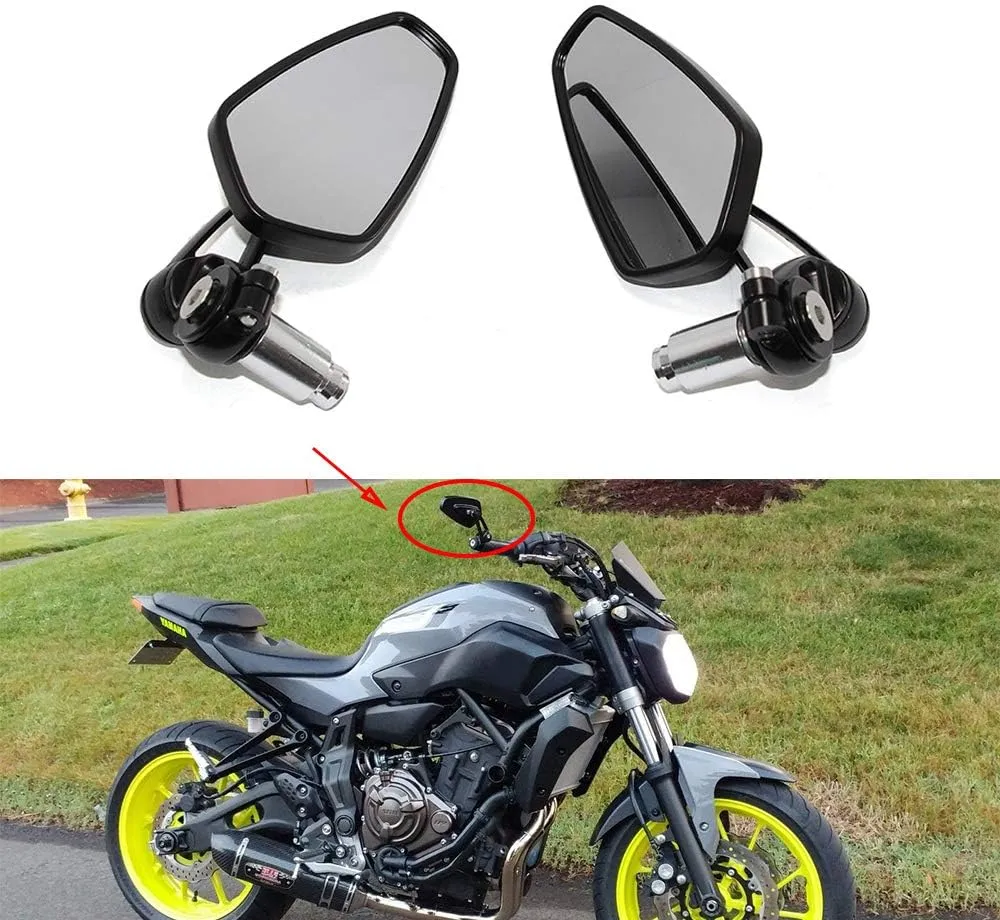 Rich Choices Universal Black Motorcycle 22mm 7/8'' Bar end Rear View Mirrors GROM MSX125 CB500F Z125 pro Z650 Z750 Z800 Z900 MT-03 MT-07 FZ-07 MT-09 FZ-09 MT-10 FZ-10 MT-25 FZ6 FZ8 FZ6R SV650 SV1000