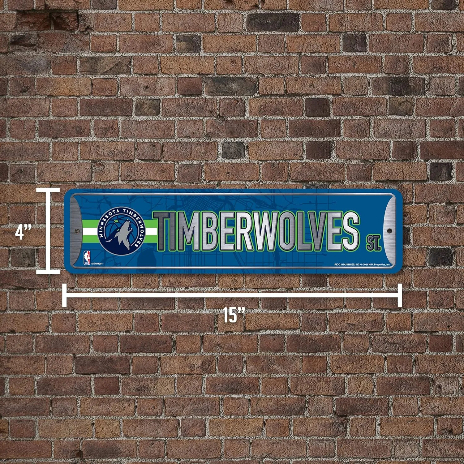 Rico Industries NBA Metal Street Sign Metal Street Sign 4" x 15" Home Décor - Bedroom - Office - Man Cave