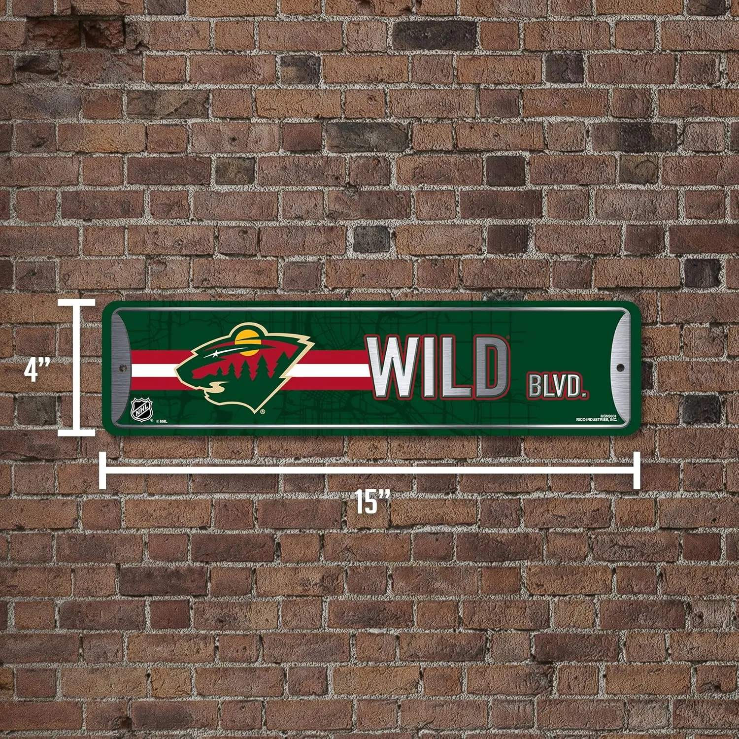 Rico Industries NHL Colorado Metal Street Sign Metal Street Sign 4" x 15" Home Décor - Bedroom - Office - Man Cave