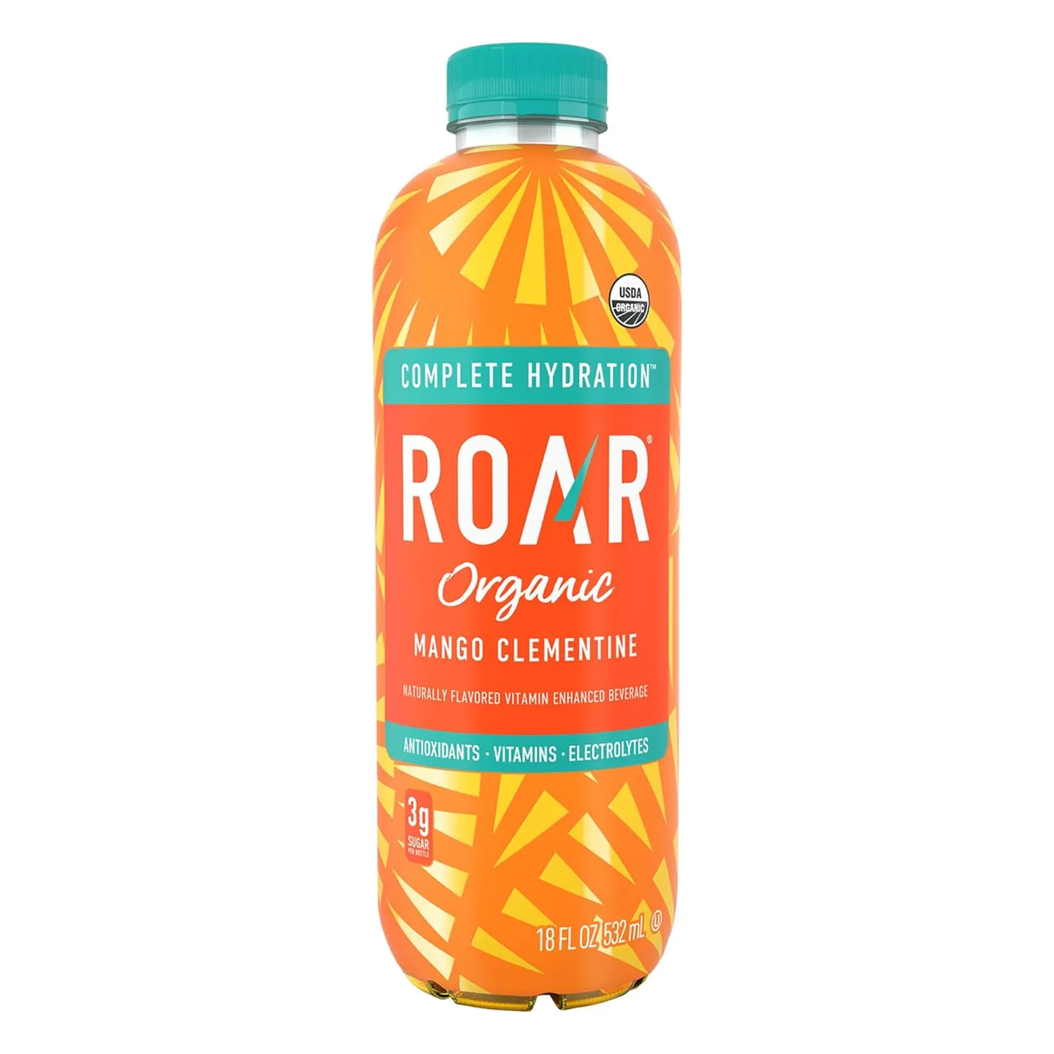 Roar Organic Electrolyte Infusions - USDA Organic - Mango Clementine - with Antioxidants, B Vitamins, Low-Calorie, Low-Sugar, Low-Carb, Coconut Water Infused Beverage 18 Fl Oz (Pack of 12)