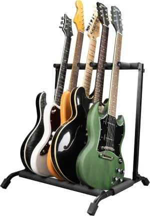 Rok-It RI-GTR-RACK5 Collapsible Folding Guitar Rack for 5 Acoustic or Electric Guitars