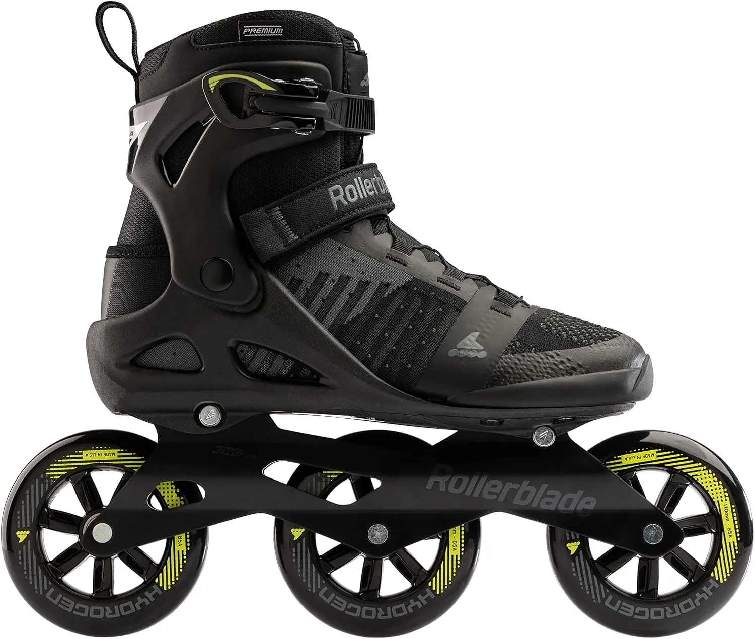 Rollerblade Macroblade 110 3WD Mens Adult Fitness Inline Skate, Black and Lime, Performance Inline Skates