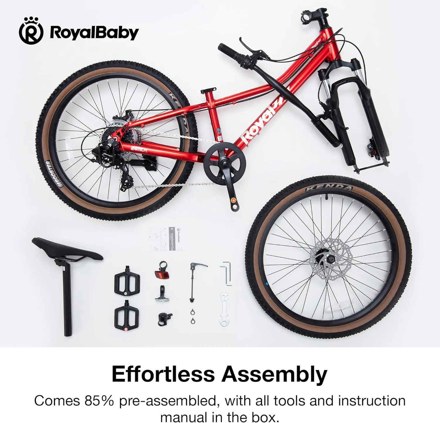 Royalbaby Kids Mountain Bike Aluminium 20/24 Inch MTB Sports Bicycle, 1-Speed/8-Speed Hardtail Dual Disc Brakes Front Suspension Boys Girls Teens Ages 7  Years