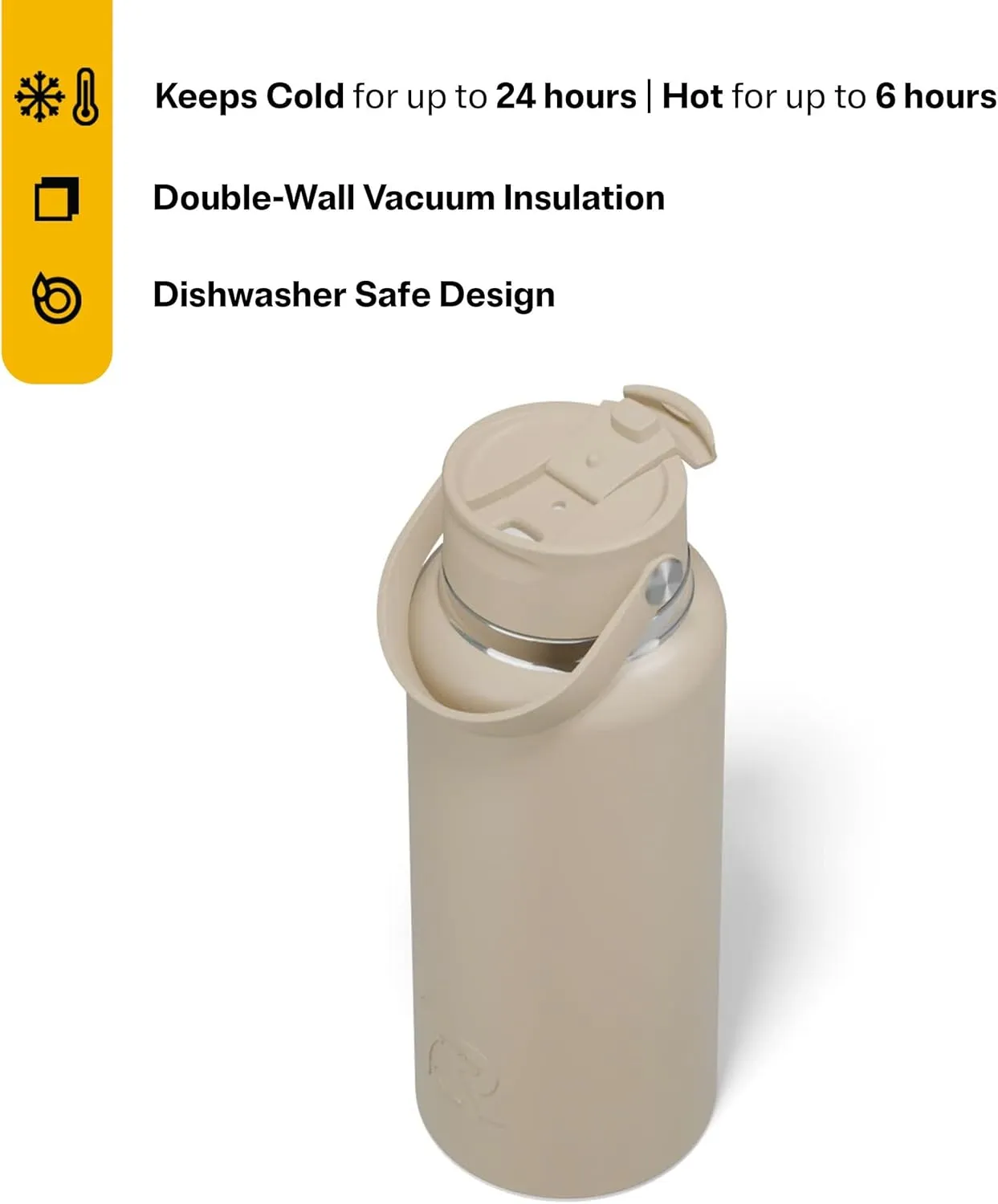 RTIC 32oz Outback Bottle, Insulated, Stainless Steel, Metal, Double Wall Vacuum-Insulation, Ceramic Lined, Leak-Proof Lid, BPA-Free Water Flask for Hiking, Running, Sports, Outdoor, Beach